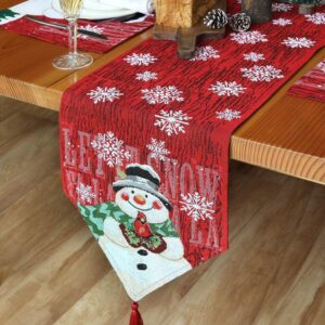 Embroidered Family Snowman Tablecloth