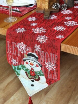 Embroidered Family Snowman Tablecloth